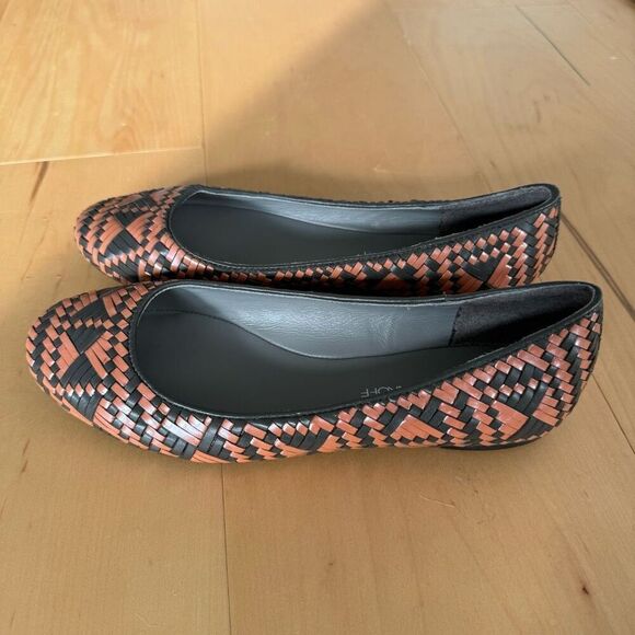 Rebecca Minkoff Woven Leather Flats 7.5 Gray Ballet - Picture 3 of 5